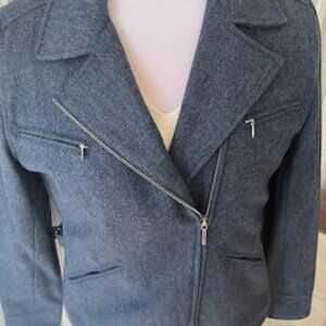 Lauren Ralph Lauren Green Label Jacket Sz 6 Lambswool Moto Blue